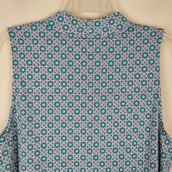 Lands' End Geometric Floral Soft Cotton Modal Stretch Tank Top Green Blue Size L - Picture 5 of 12